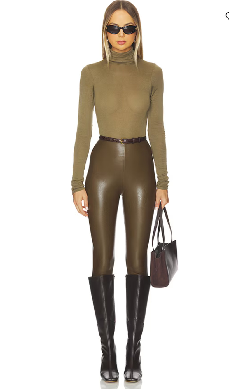 Revolve Commando Faux Leather Leggings Cadet Brown Size Small Pants Lined